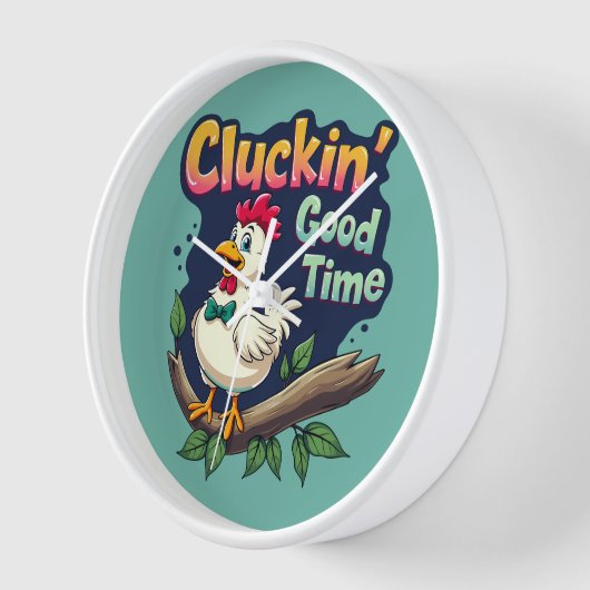 Cluckin' Good Time Funny Chicken Illustration Uhr (Winkel)