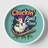 Cluckin' Good Time Funny Chicken Illustration Uhr (Vorderseite)