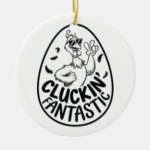 Cluckins fantastisches, von Hühnchen getragenes, h Keramik Ornament