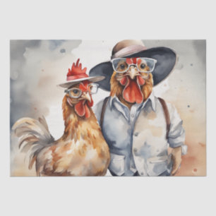 Clucky Couture: Modische Fowl in Decoupage Seidenpapier
