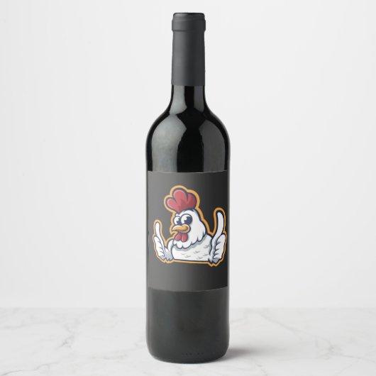 Clucky das fröhliche Huhn Weinetikett (Vorderseite)