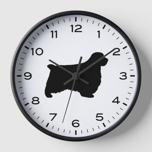 Clumber Spanel Hunde Silhouette Uhr (Vorderseite)