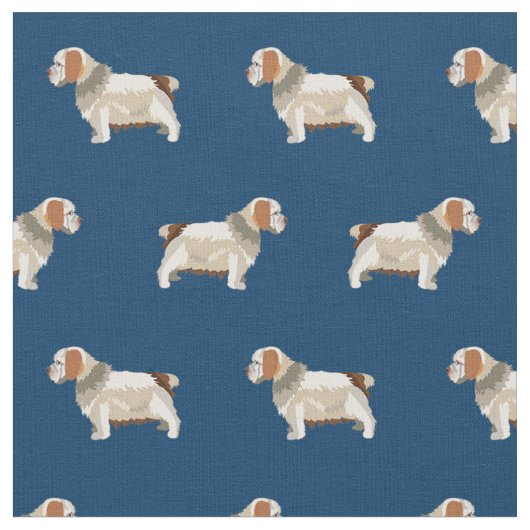 Clumber Spaniel-Blauer Hund Stoff (Nahaufnahme)
