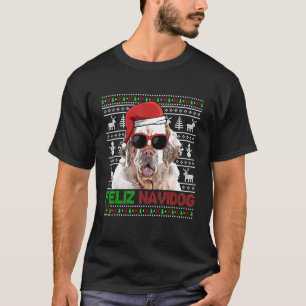 Clumber Spaniel Dog Feliz Navidog Funny Weihnachte T-Shirt