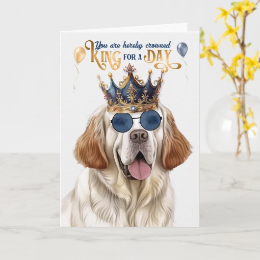 Clumber Spaniel Dog King für Day Funny Birthday Karte (Gelbe Blume)