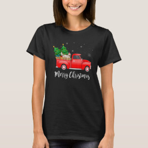 Clumber Spaniel Dog Riding Red Truck Weihnachten T-Shirt