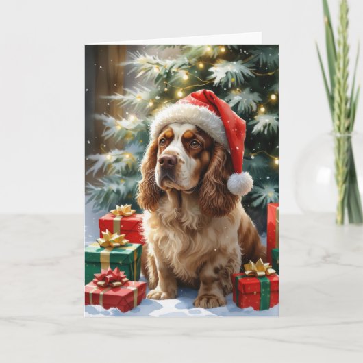 Clumber Spaniel Dog Weihnachtsgrußkarte Karte (Vorderseite)