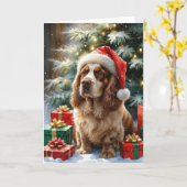 Clumber Spaniel Dog Weihnachtsgrußkarte Karte (Gelbe Blume)