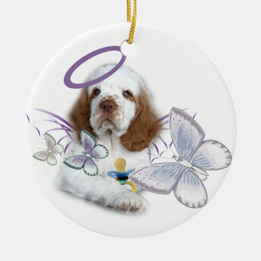 Clumber Spaniel-Engels-Baby Keramik Ornament (Vorne)