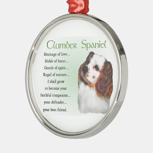 Clumber Spaniel Erbe der Liebe Silbernes Ornament (Links)