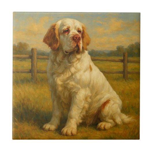 Clumber Spaniel Fliese (Vorderseite)