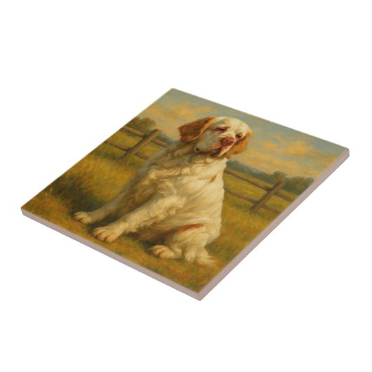 Clumber Spaniel Fliese (Seite)