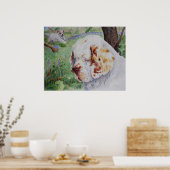 Clumber Spaniel - Frühjahrswoodland-Druck Poster (Küche)