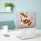 Clumber Spaniel Hund Silhouette mit Maryland Flag Aufkleber (Laptop auf Schreibtisch)