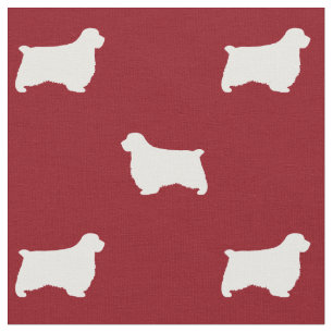 Clumber Spaniel Hund Silhouetten Rot und Weiß Stoff