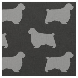 Clumber Spaniel Hund Silhouetten Schwarz und Grau Stoff