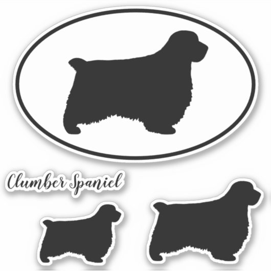 Clumber Spaniel Hund Silhouetten Vinyl Sticker Set (Vorderseite)