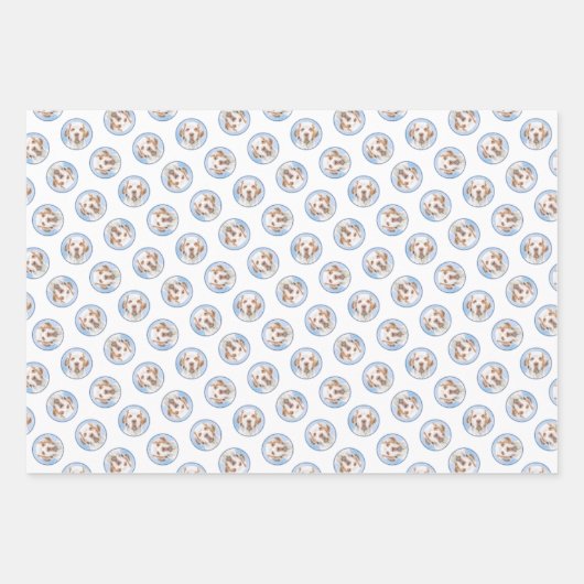 Clumber Spaniel Malerei Niedlich Original Hunde Ku Geschenkpapier Set (Vorderseite 2)