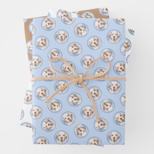 Clumber Spaniel Malerei Niedlich Original Hunde Ku Geschenkpapier Set (Beispiel)