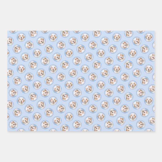 Clumber Spaniel Malerei Niedlich Original Hunde Ku Geschenkpapier Set (Vorderseite)