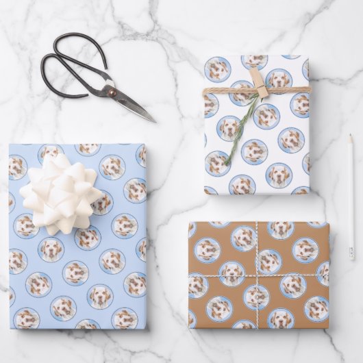 Clumber Spaniel Malerei Niedlich Original Hunde Ku Geschenkpapier Set (Vorderseite)