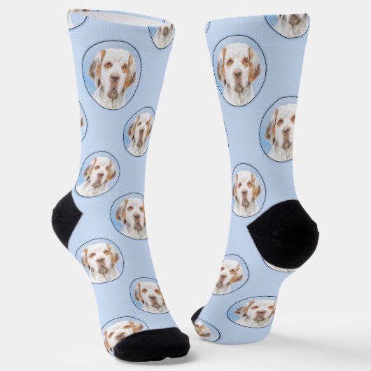 Clumber Spaniel Malerei Niedlich Original Hunde Ku Socken (Gewinkelt)