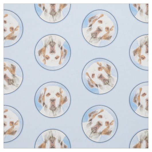 Clumber Spaniel Malerei Niedlich Original Hunde Ku Stoff (Muster)