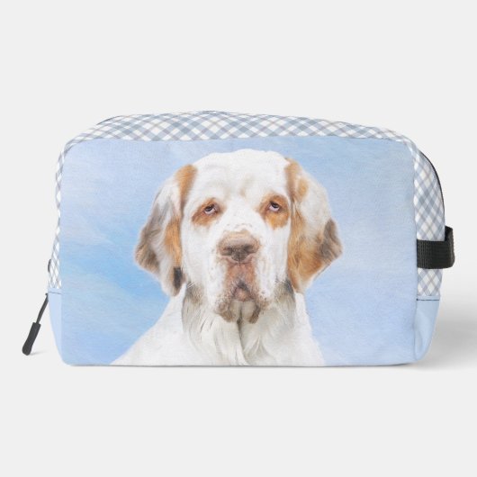 Clumber Spaniel Malerei Niedlich Original Hunde Ku Waschbeutel (Rückseite)