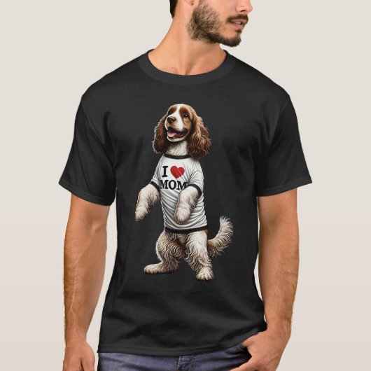 Clumber Spaniel Mom I Love Mom Clumber Spaniel T-Shirt (Vorderseite)