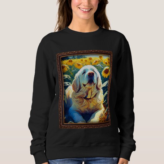 Clumber Spaniel Painting Sunflower Flower Mom Wome Sweatshirt (Vorderseite)