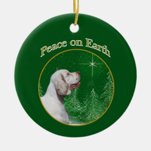Clumber Spaniel Peace Keramik Ornament (Vorne)