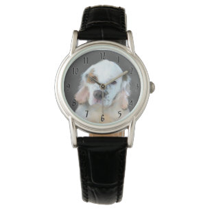 Clumber Spaniel Puppy Painting - Original Dog Art Armbanduhr