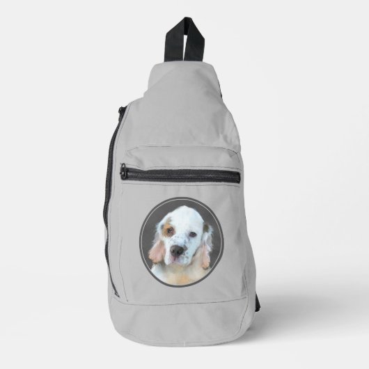 Clumber Spaniel Puppy Painting Original Dog Art Crossbody Bag (Vorderseite)