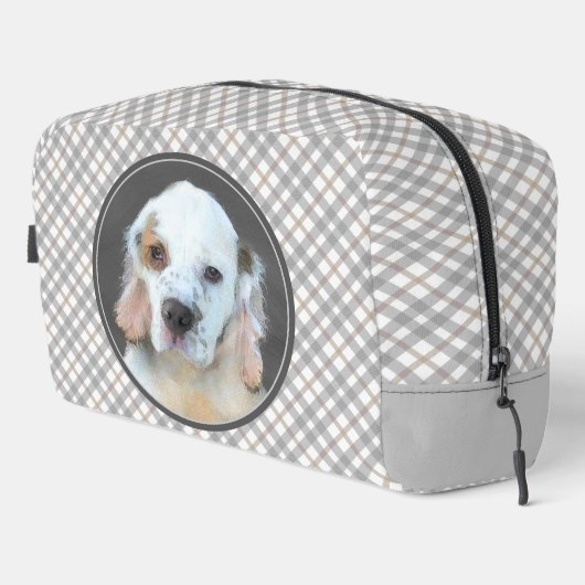 Clumber Spaniel Puppy Painting Original Dog Art Waschbeutel (Rechte Ecke)