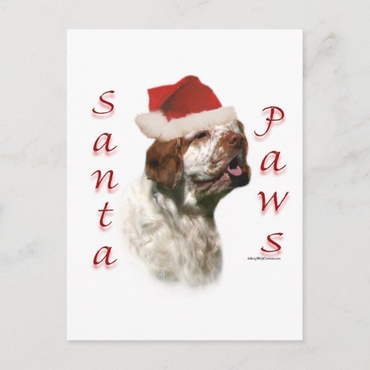 Clumber Spaniel Santa Paws Feiertagspostkarte (Vorderseite)