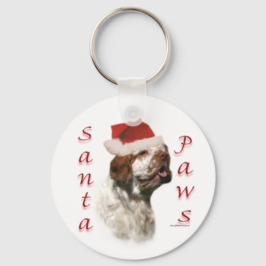 Clumber Spaniel Santa Paws Schlüsselanhänger (Vorderseite)