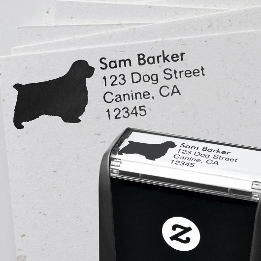 Clumber Spaniel Silhouette Rücksendeadresse Permastempel