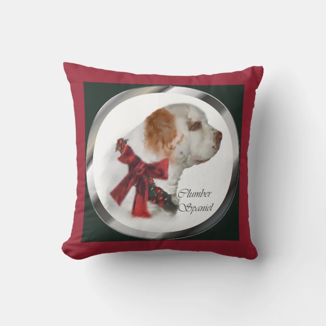 Clumber Spaniel Weihnachten Kissen (Vorderseite)