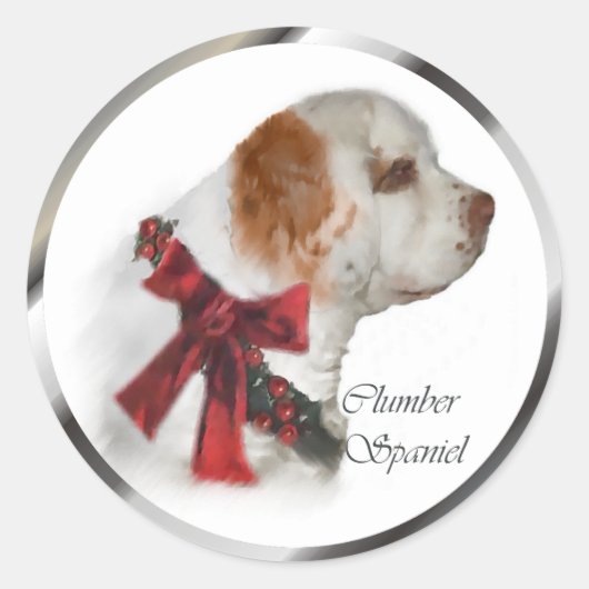 Clumber Spaniel Weihnachtsgeschenke Runder Aufkleber (Vorderseite)