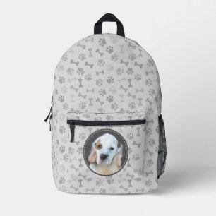 Clumber Spaniel Welpen Malerei - Originale Hunde K Bedruckter Rucksack