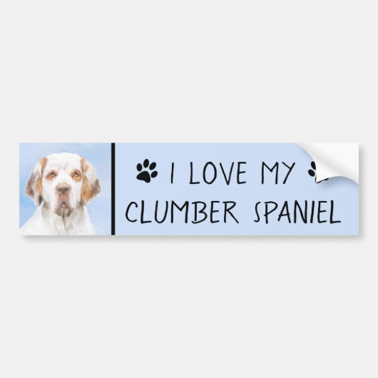 Clumber Spanischmalerei - Niedliche Original Dog A Autoaufkleber (Vorne)