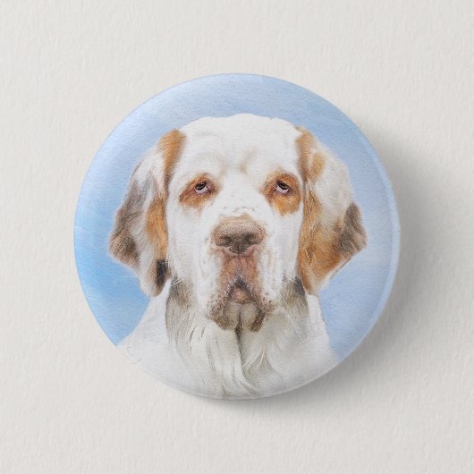 Clumber Spanischmalerei - Niedliche Original Dog A Button (Vorderseite)