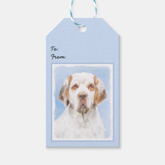 Clumber Spanischmalerei - Niedliche Original Dog A Geschenkanhänger (Vorderseite)