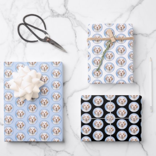 Clumber Spanischmalerei - Niedliche Original Dog A Geschenkpapier Set (Vorderseite)