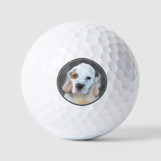 Clumber Spanischmalerei - Niedliche Original Dog A Golfball (Vorderseite)