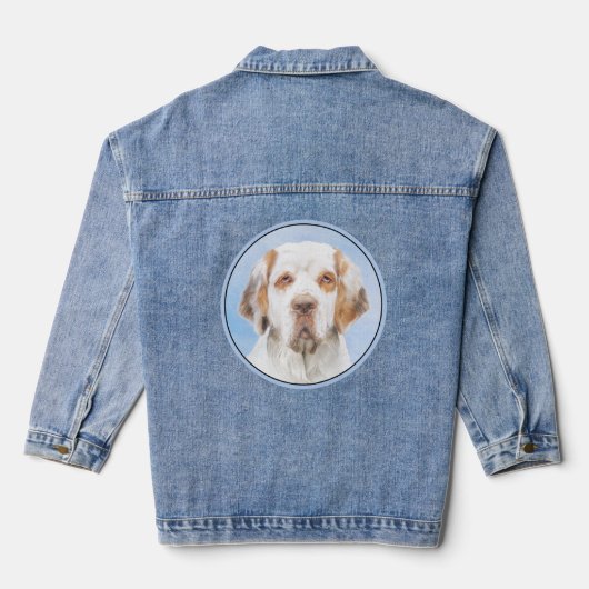 Clumber Spanischmalerei - Niedliche Original Dog A Jeansjacke (Rückseite)