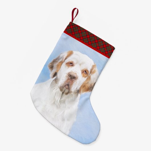 Clumber Spanischmalerei - Niedliche Original Dog A Kleiner Weihnachtsstrumpf (Vorderansicht (hängend))