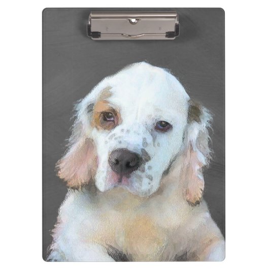 Clumber Spanischmalerei - Niedliche Original Dog A Klemmbrett (Vorderseite)