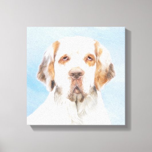 Clumber Spanischmalerei - Niedliche Original Dog A Leinwanddruck (Vorderseite)