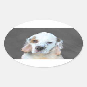 Clumber Spanischmalerei - Niedliche Original Dog A Ovaler Aufkleber